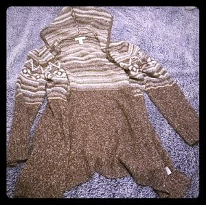 Knit hooded button up cardigan